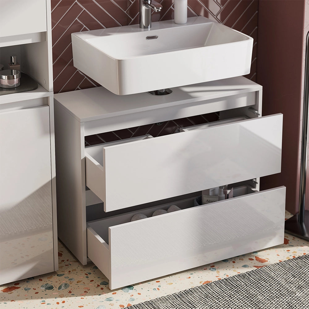 Vicco Set di mobili da bagno Bianco/bianco lucido 3 parti