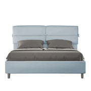 Letto Matrimoniale 160x210 cm con Rete e Contenitore Nandy Azzurro