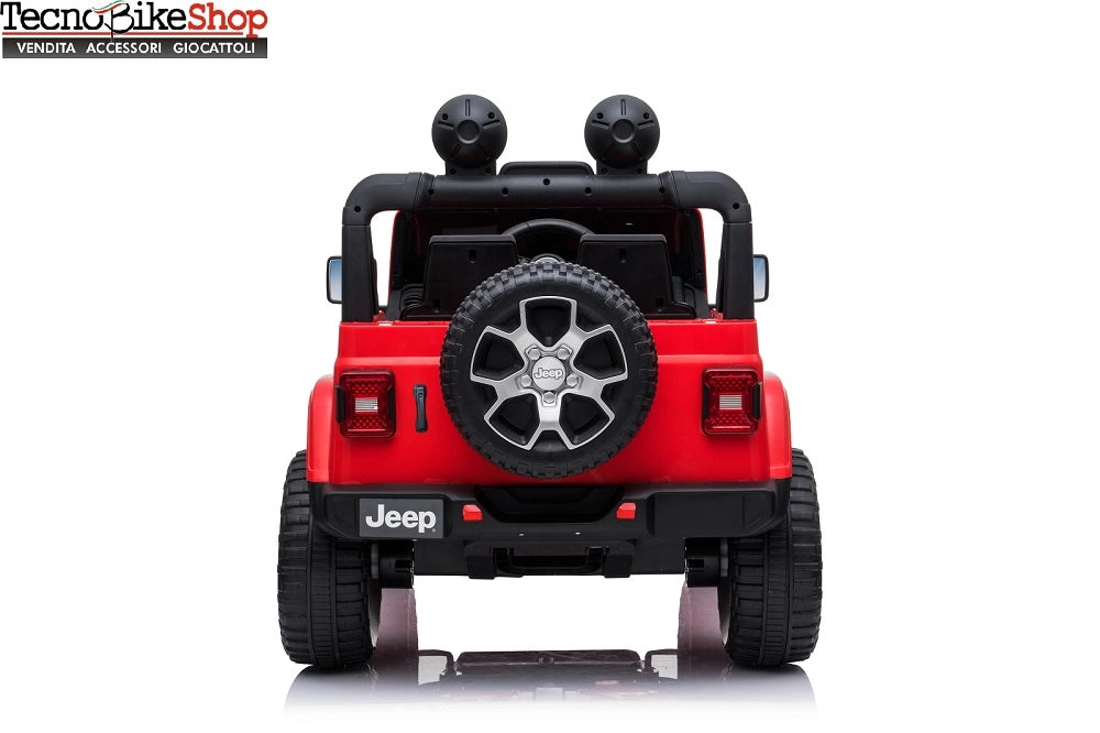 Auto Macchina Elettrica per Bambini JEEP FIAT Wrangler RUBICON 12V 2 Posti  con Mp3 - Sedile in Pelle -Rosso