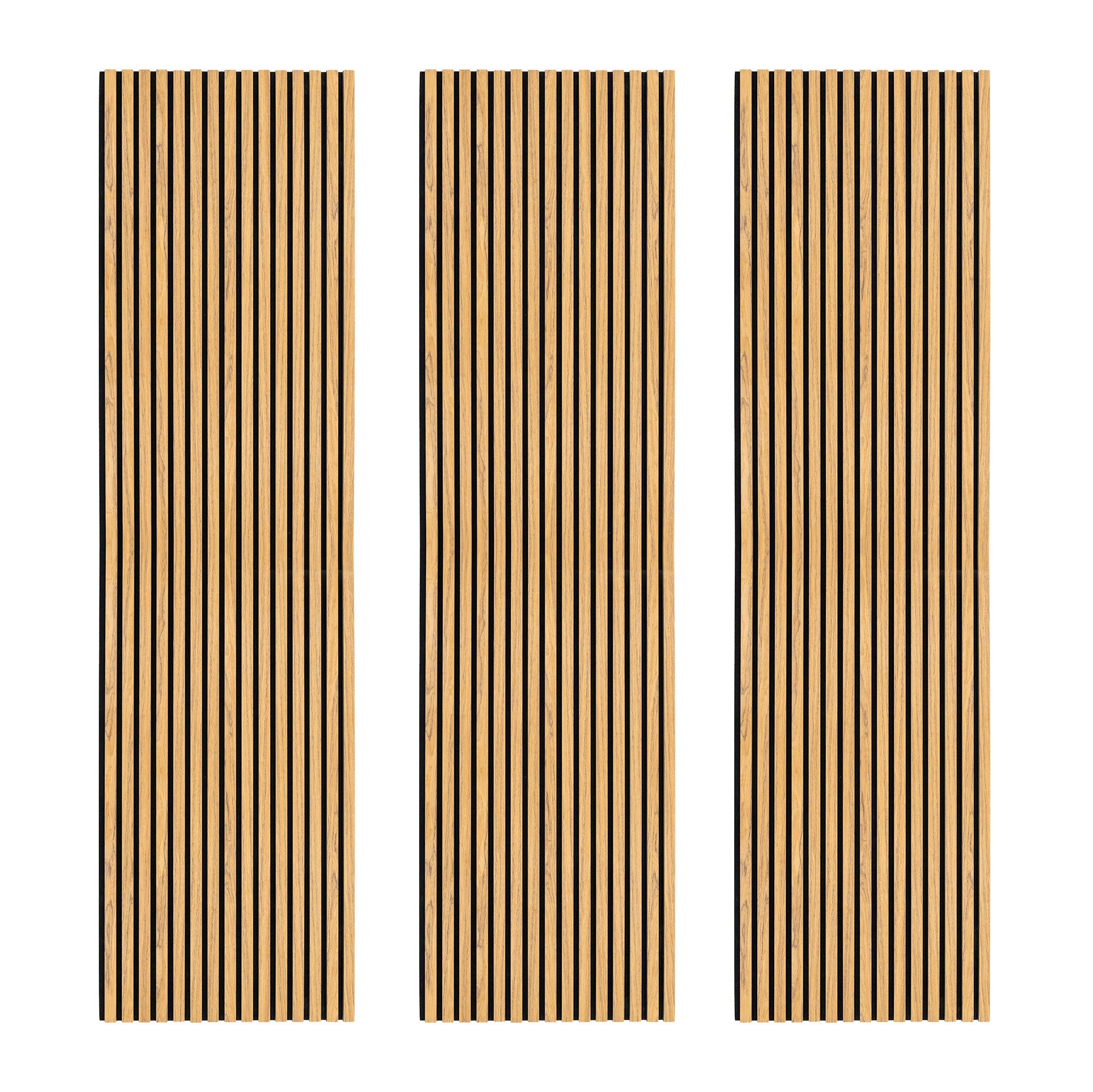 Tre Pannelli Fonoassorbenti con Doghe Rovere 3D in Legno 2400 x 600mm