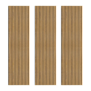 Tre Pannelli Fonoassorbenti con Doghe Rovere 3D in Legno 2400 x 600mm