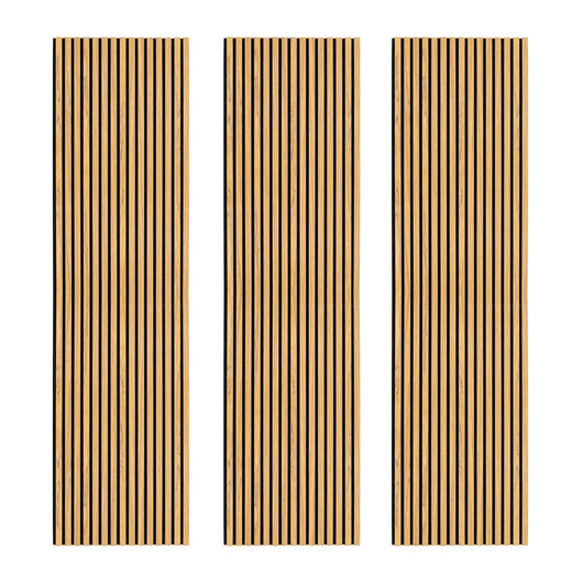Tre Pannelli Fonoassorbenti con Doghe Rovere 3D in Legno 2400 x 600mm