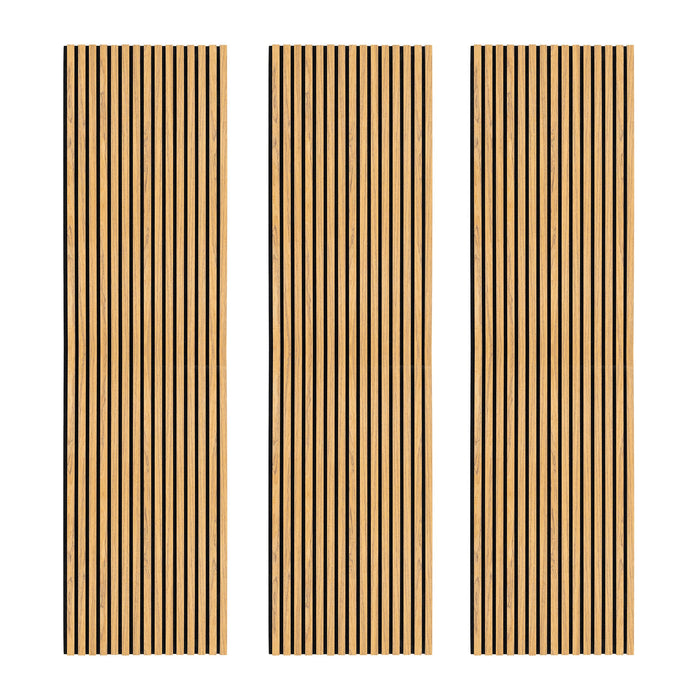 Tre Pannelli Fonoassorbenti con Doghe Rovere 3D in Legno 2400 x 600mm
