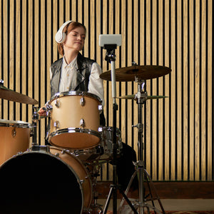 Tre Pannelli Fonoassorbenti con Doghe Rovere 3D in Legno 2400 x 600mm