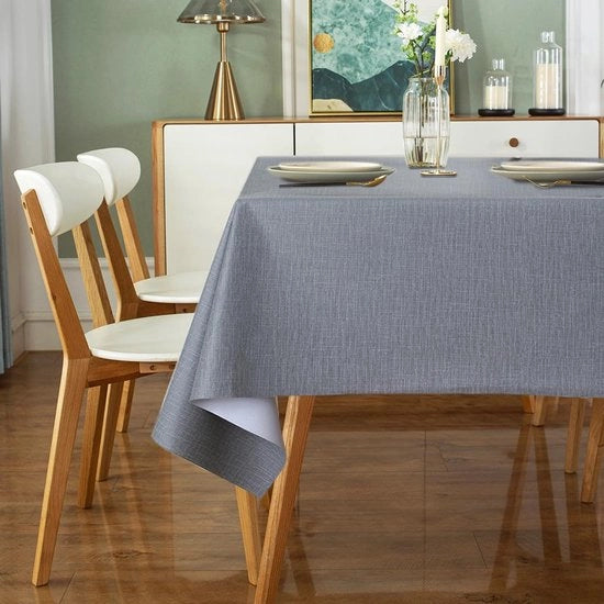 Tavolo da pranzo in PVC, Asciugabile, Tavolo da pranzo rettangolare, 140x180 cm, colore grigio, impermeabile, resistente all'umidità, facile da pulire