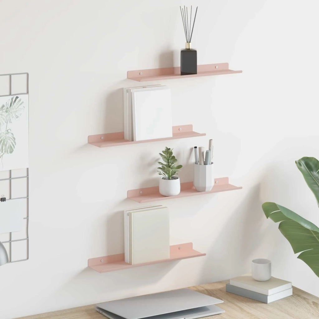 4 pz Mensola | Ripiano | Scaffale sospesa Rosa 40 x 8,5 x 2,5 cm Acciaio