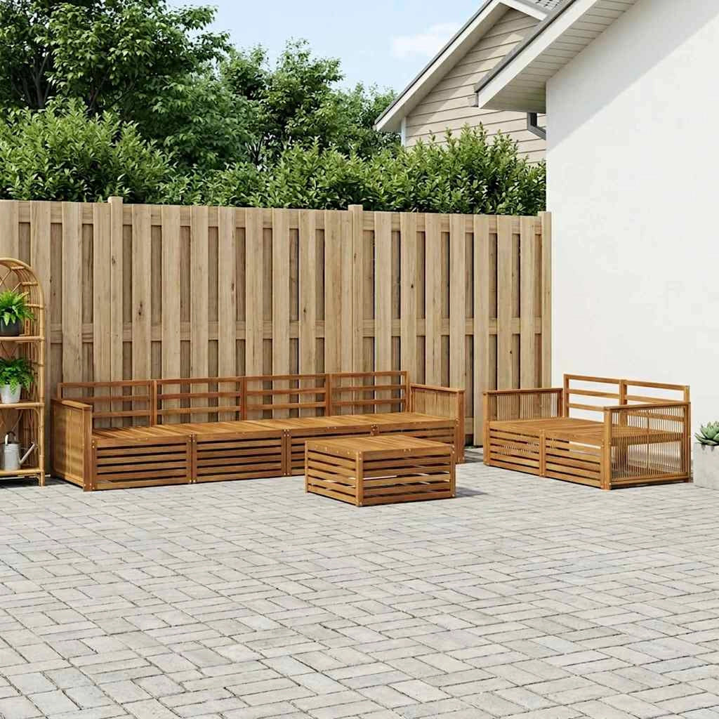 Set di divani da esterno 7 pz Naturale Legno di Acacia Massello 3383057