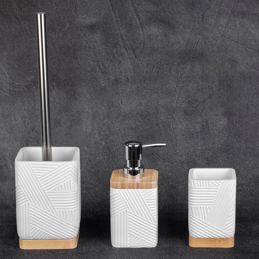 Set da bagno KADAX 3 in 1: dispenser di sapone, tazza da bagno, scopino per WC