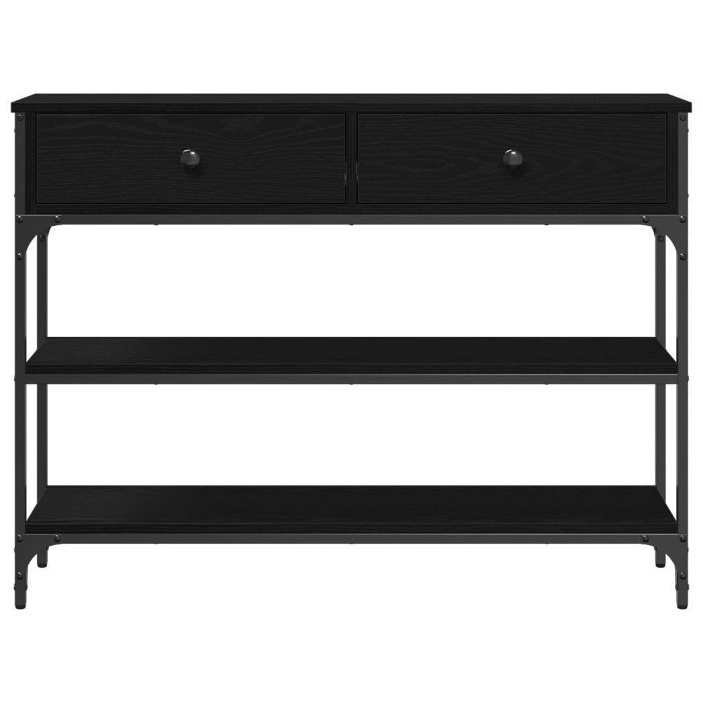 Tavolino Nero Rovere 100x25x75 cm Legno ingegnerizzato e Acciaio