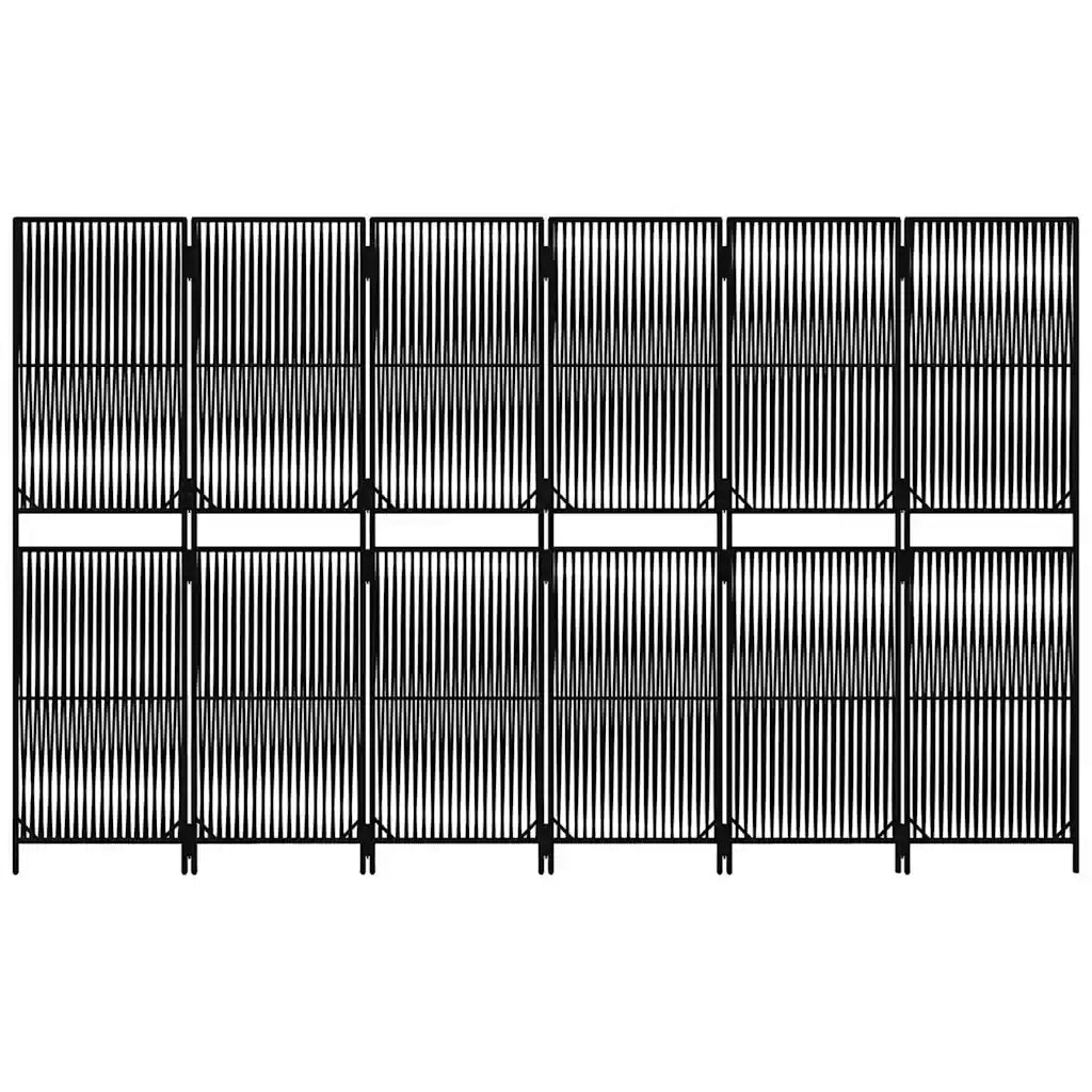 Divisorio per Ambienti | Divider per stanze | Paravento a 6 Pannelli Nero in Polyrattan