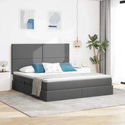 Letto con contenitore e materasso Grigio scuro 160 x 200 cm