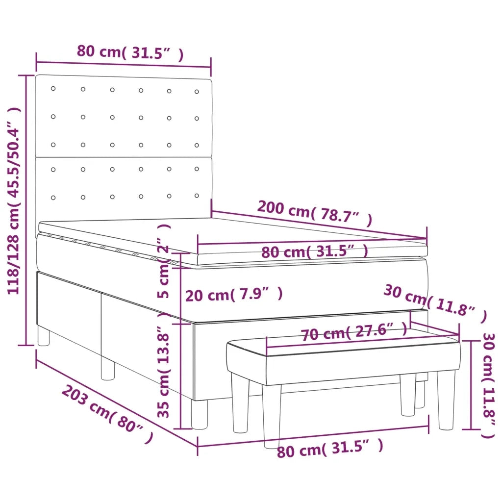 Giroletto a Molle con Materasso-Struttura Letto Rosa 80x200 cm in Velluto 915965