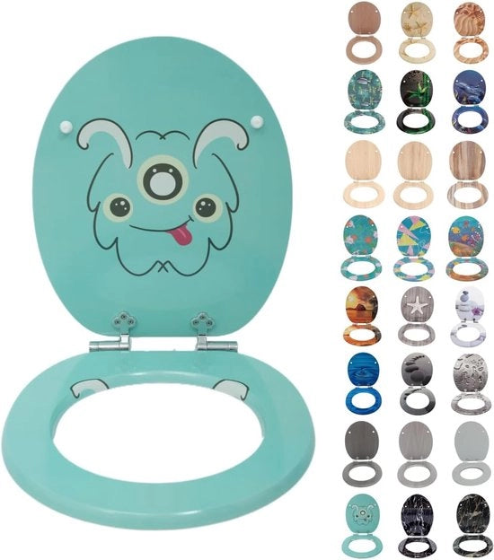 Sedile WC in Legno, Sedile WC Chiusura Molle con Serrande Regolabili e Rilascio Rapido Sedile WC Facile da Pulire e da Montare