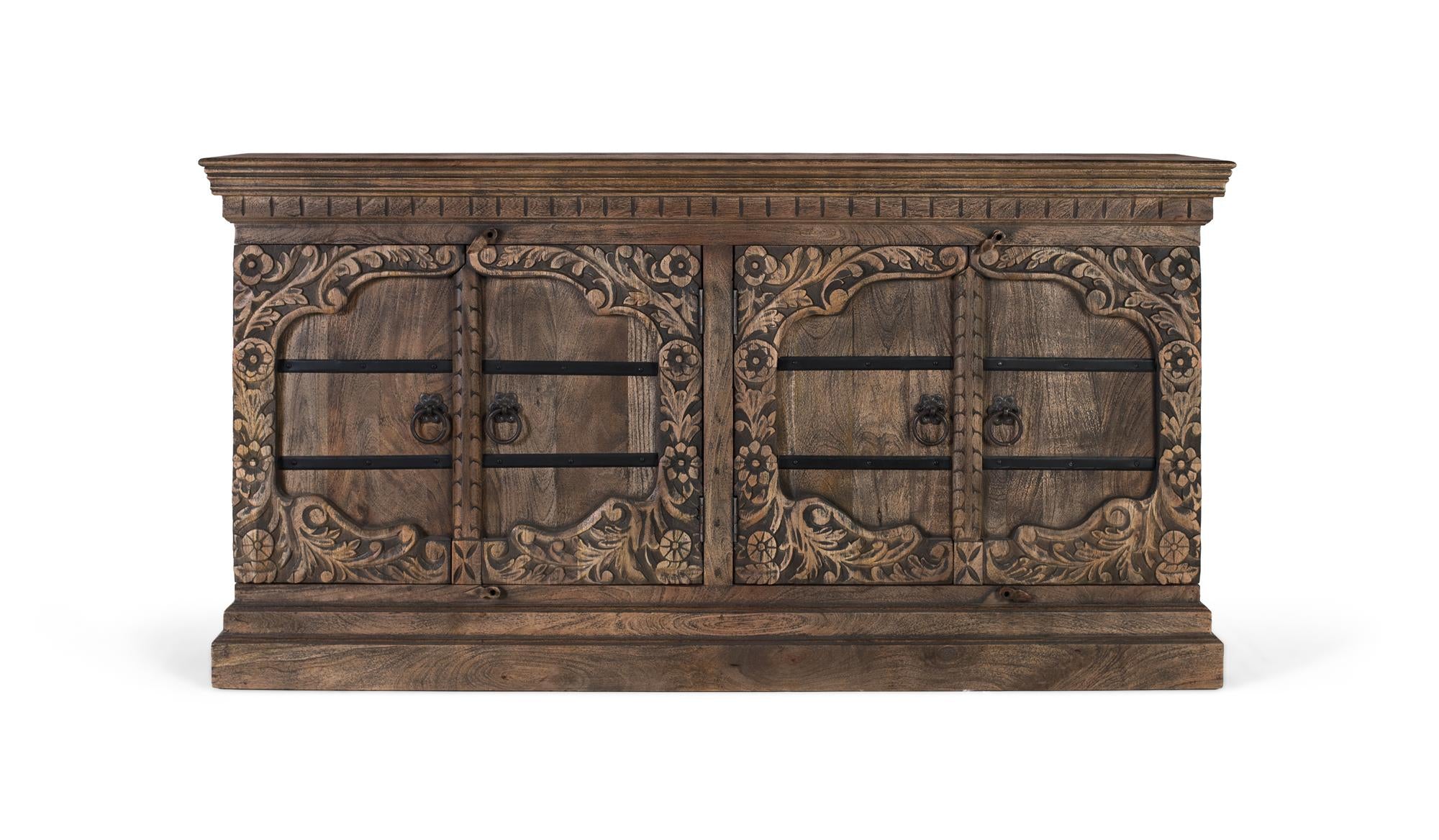 Credenza a quattro ante realizzata a mano in legno di mango