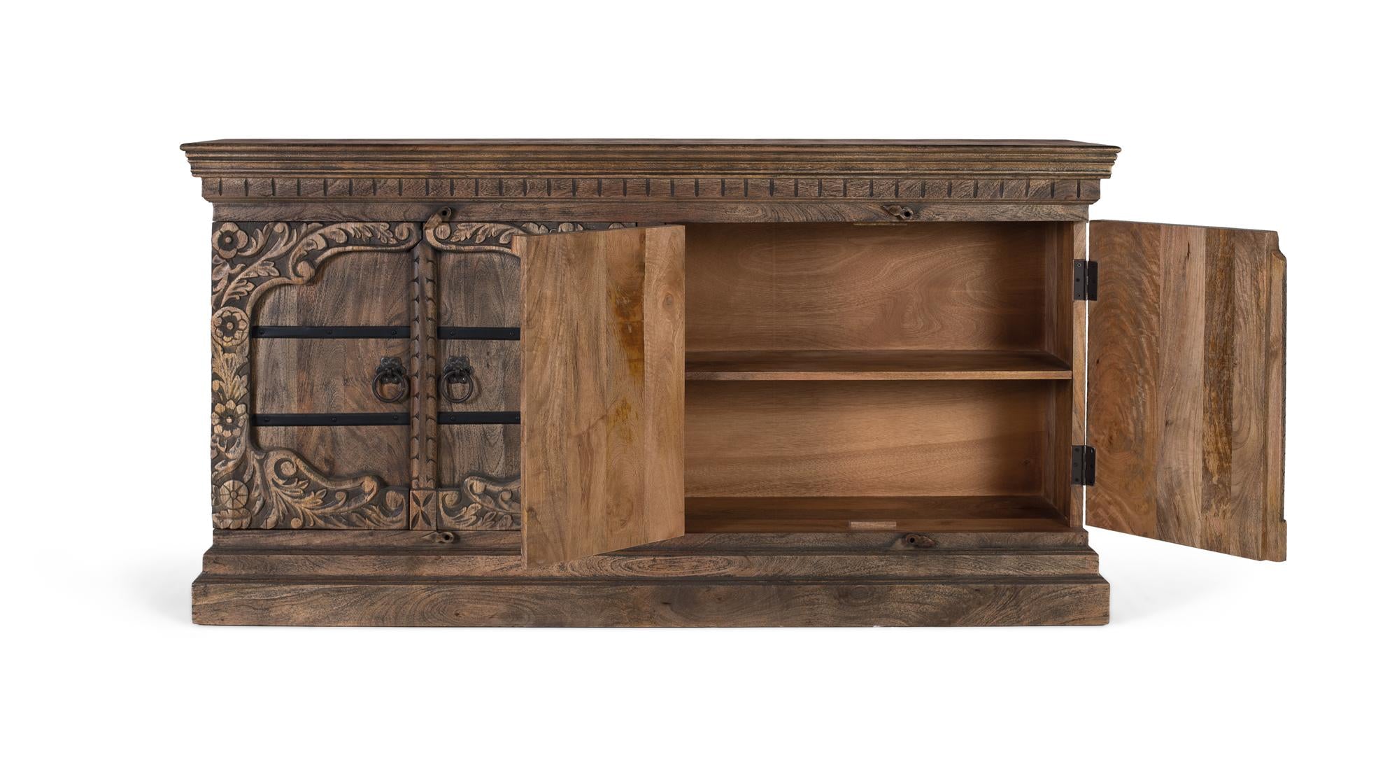 Credenza a quattro ante realizzata a mano in legno di mango