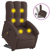Poltrona | Sedia Relax Alzapersona Massaggi Reclinabile Marrone Scuro Tessuto