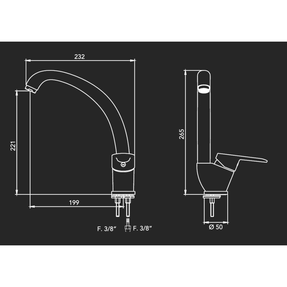 Tecom serie timeless miscelatore per lavello canna alta monocomando finitura cromata lucida