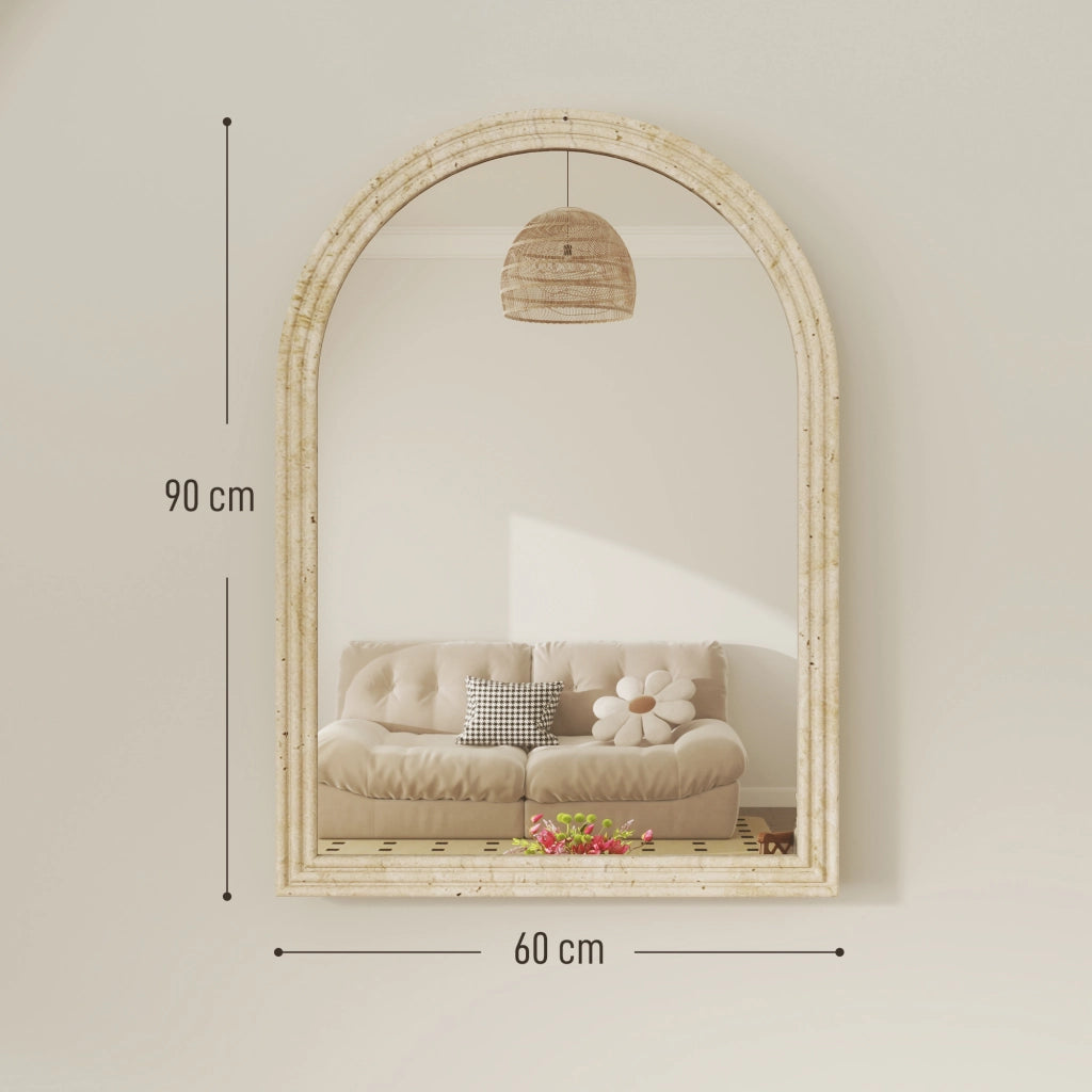 Specchio da bagno con cornice pietra ¨C zephmum ¨C 60x90 cm beige