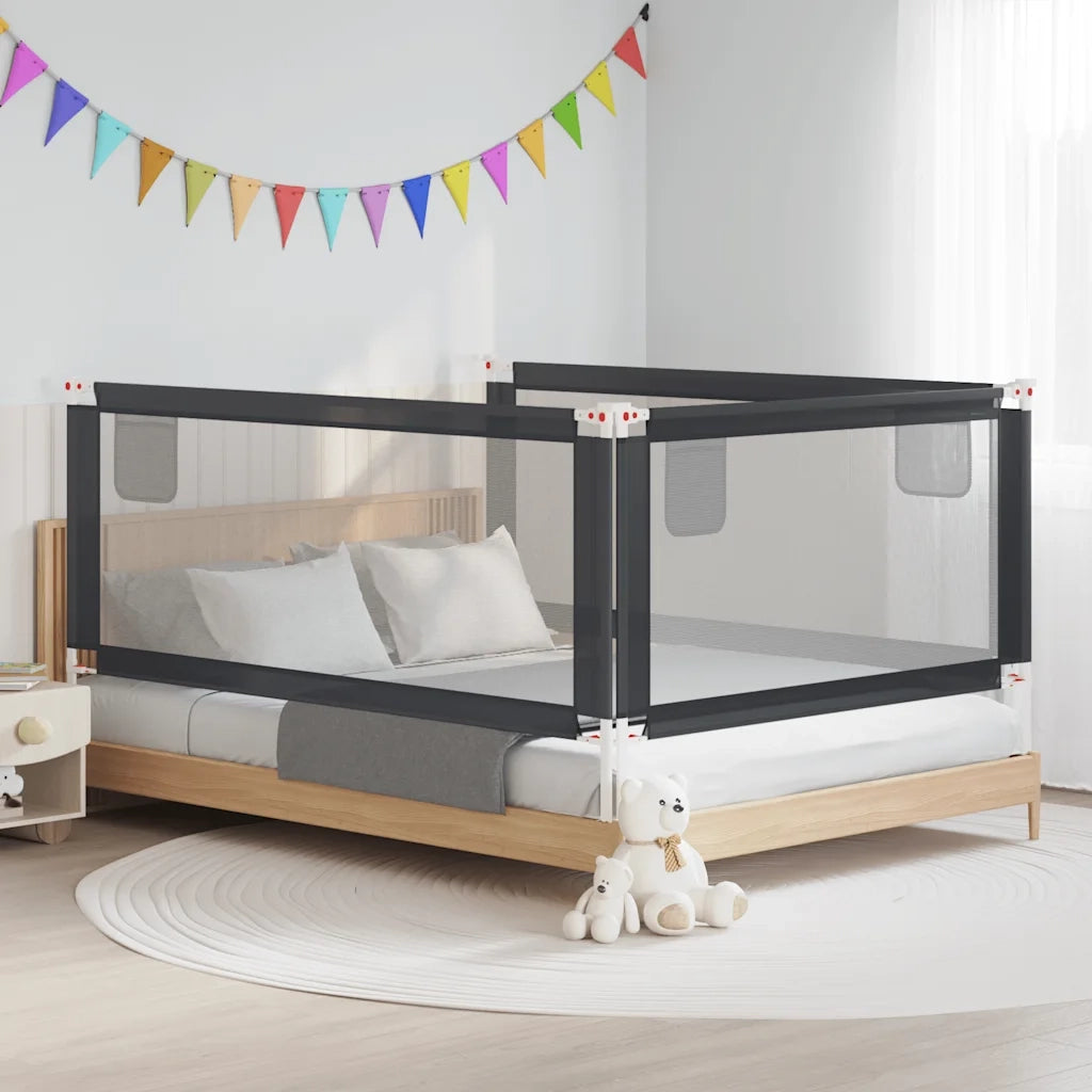 Sponda Letto Sicurezza Bambini Grigio Scuro 200x25 cm Tessuto 10233