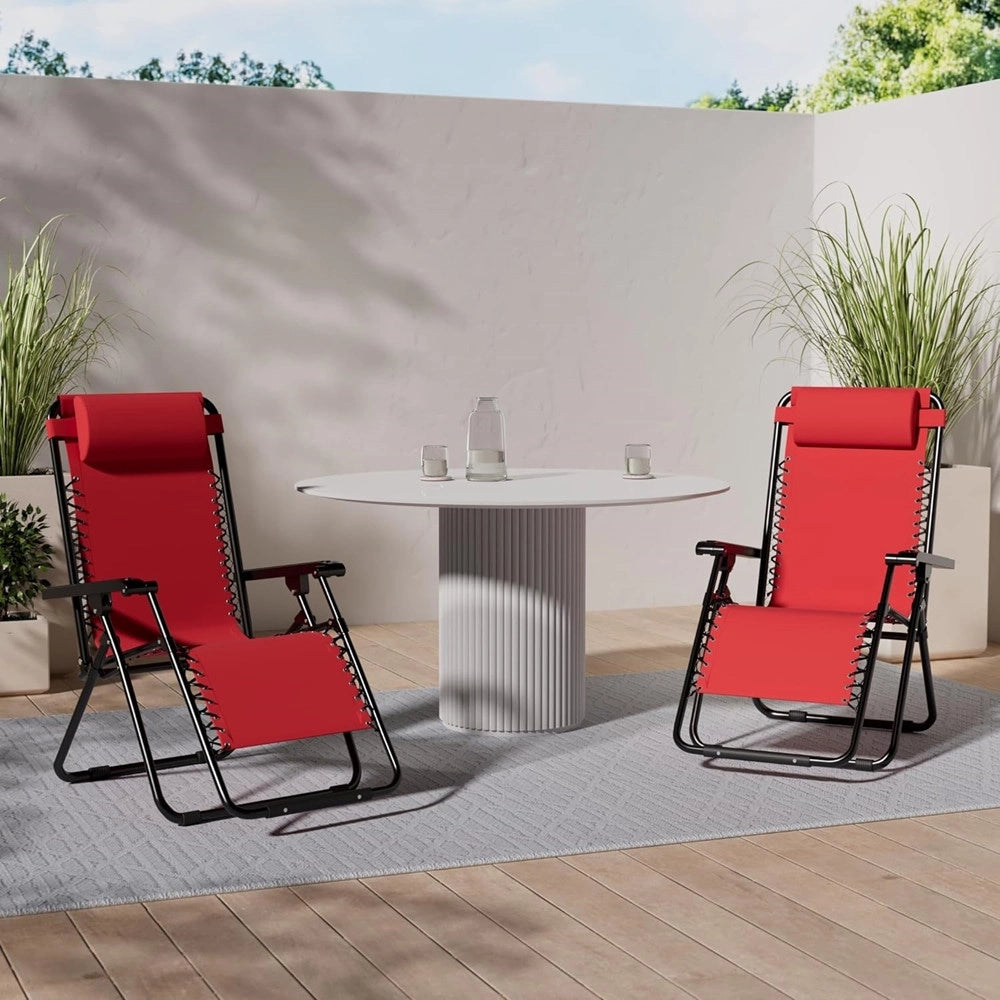 Trade Shop - Sdraio Sedia In Textilene Rosso Pieghevole Multiposizione Reclinabile Giardino 221001 -