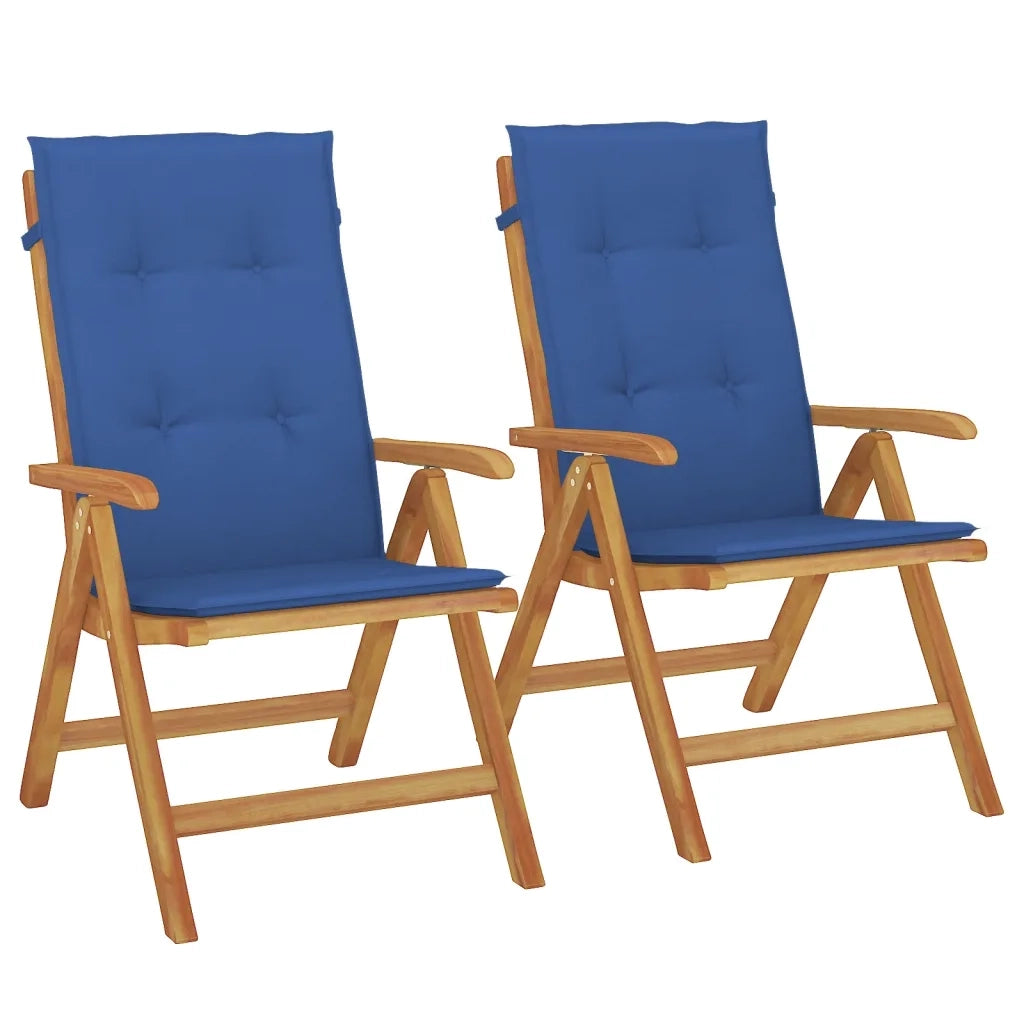 Sedie da Giardino Reclinabili con Cuscini 2 pz in Legno di Teakcod mxl 94510