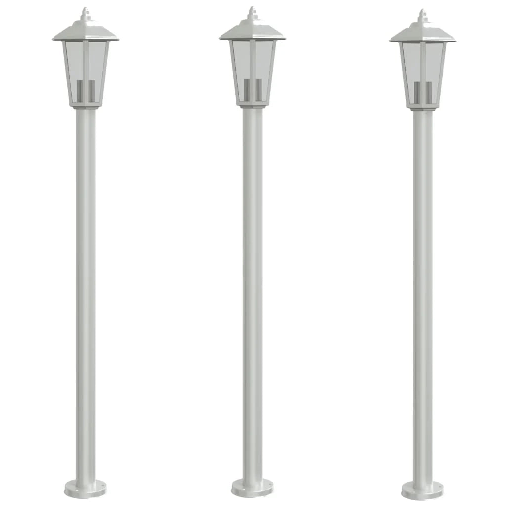 Set di 3 lampade da terra per esterni color argento 120 cm acciaio inox argento 02_0042557