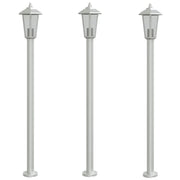 Set di 3 lampade da terra per esterni color argento 120 cm acciaio inox argento 02_0042557
