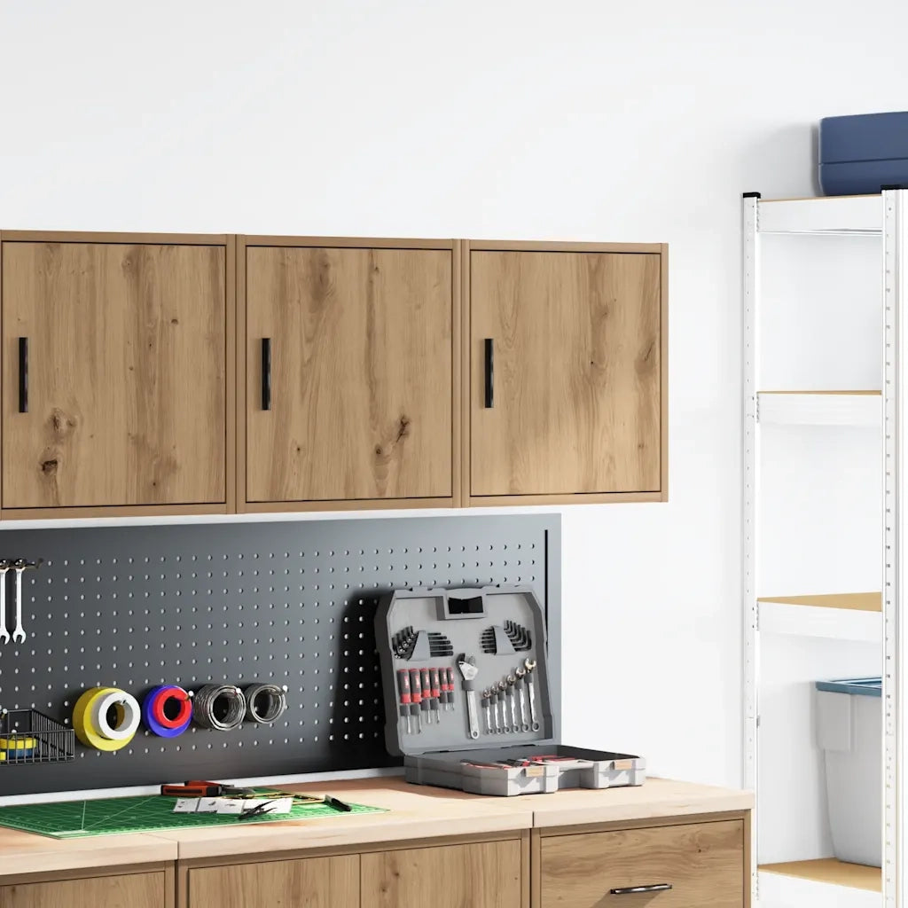 Pensili per Garage 2 pz Rovere Artigianale in Legno Multistrato 860642