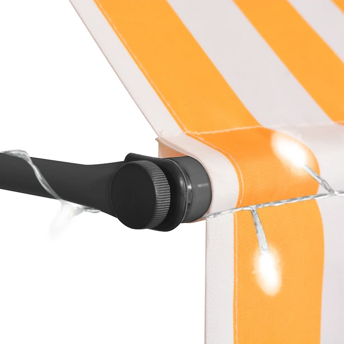 Tenda da Sole Retrattile Manuale LED 300 cm Bianca e Arancione 145859