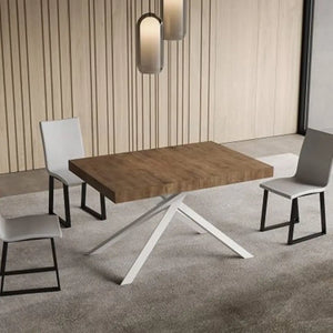 Tavolo allungabile 140/400x90 cm Niket colore noce gambe bianche