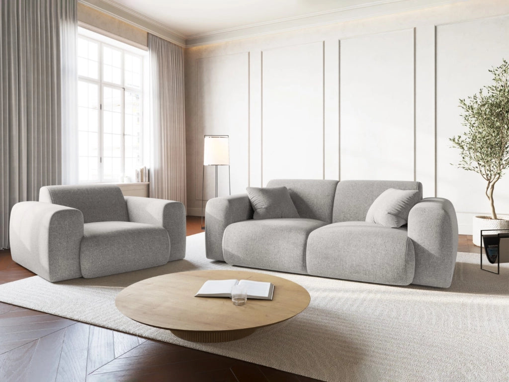 Cosmopolitan Design - Divano "Nolio" 2 posti in ciniglia grigio chiaro 