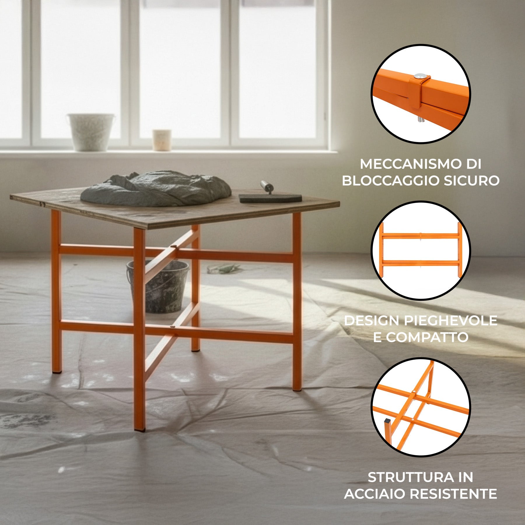 Cavalletti Porta Malta x10 500mm Acciaio Pieghevole con Kit di Fissaggio