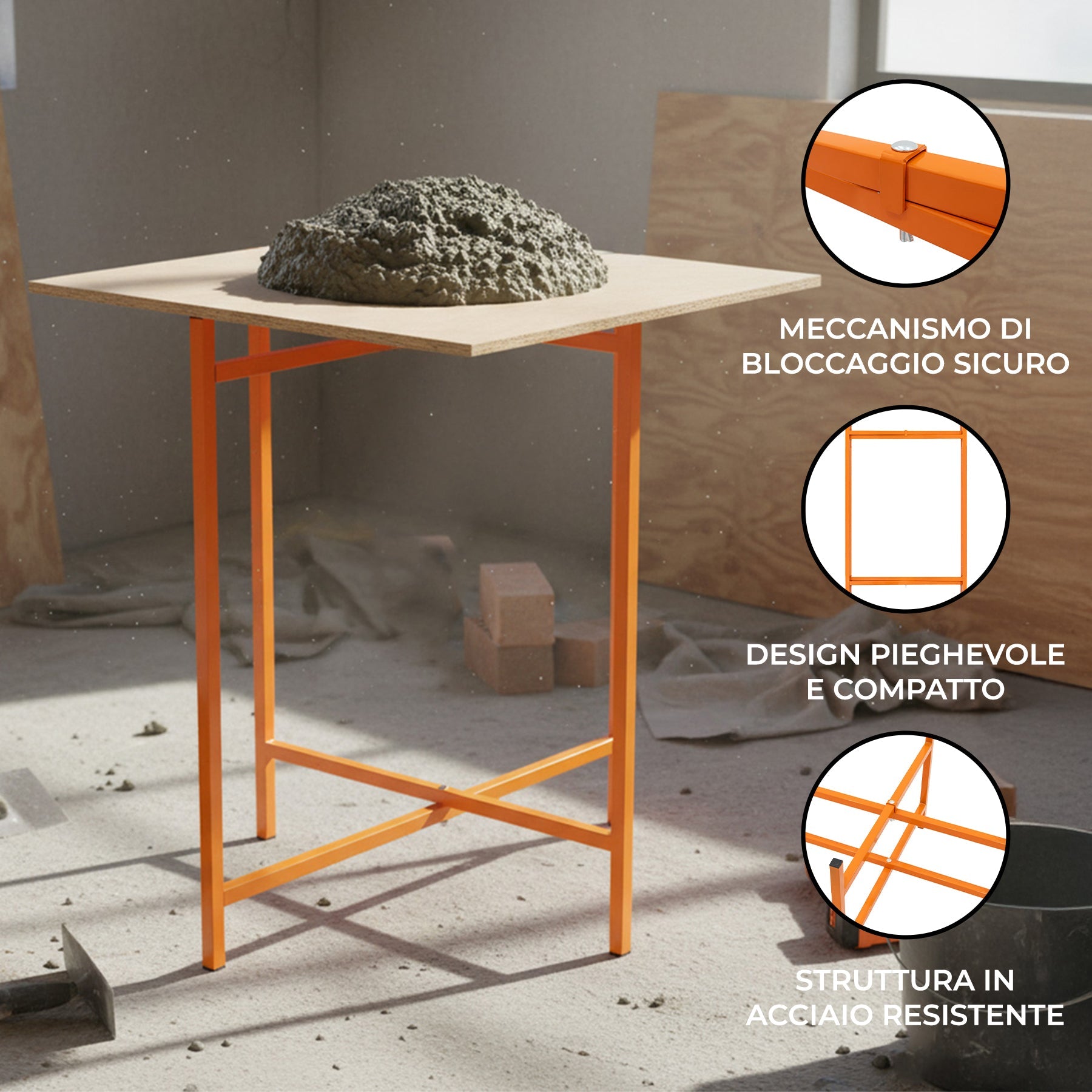 Cavalletti Porta Malta x5 750mm Acciaio Pieghevole con Kit di Fissaggio