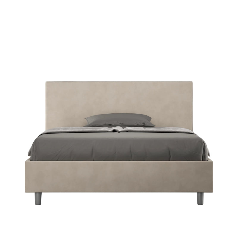 Letto imbottito Matrimoniale francese 140x200 cm Adele - Con rete,Microfibra,Sabbia