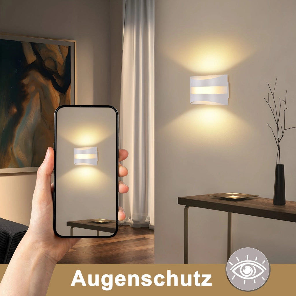 ZMH Lampada da Parete LED Bianco Design Moderno 3000K 5W Illuminazione Verso l'Alto e Verso il Basso Applique