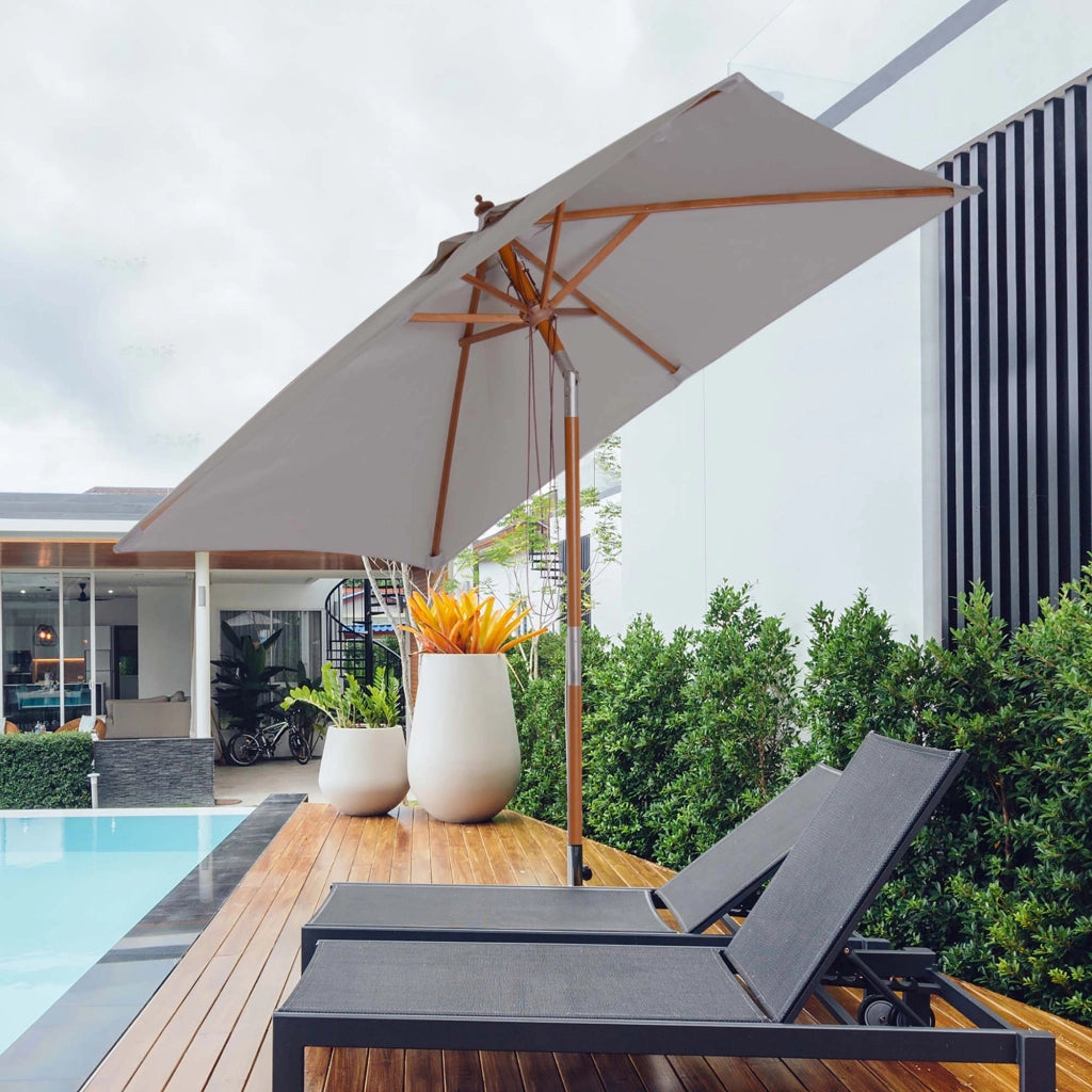 Parasole da giardino rettangolare inclinabile ¨C zephmum ¨C legno poliestere grigio chiaro 2x1.5x2.3 m