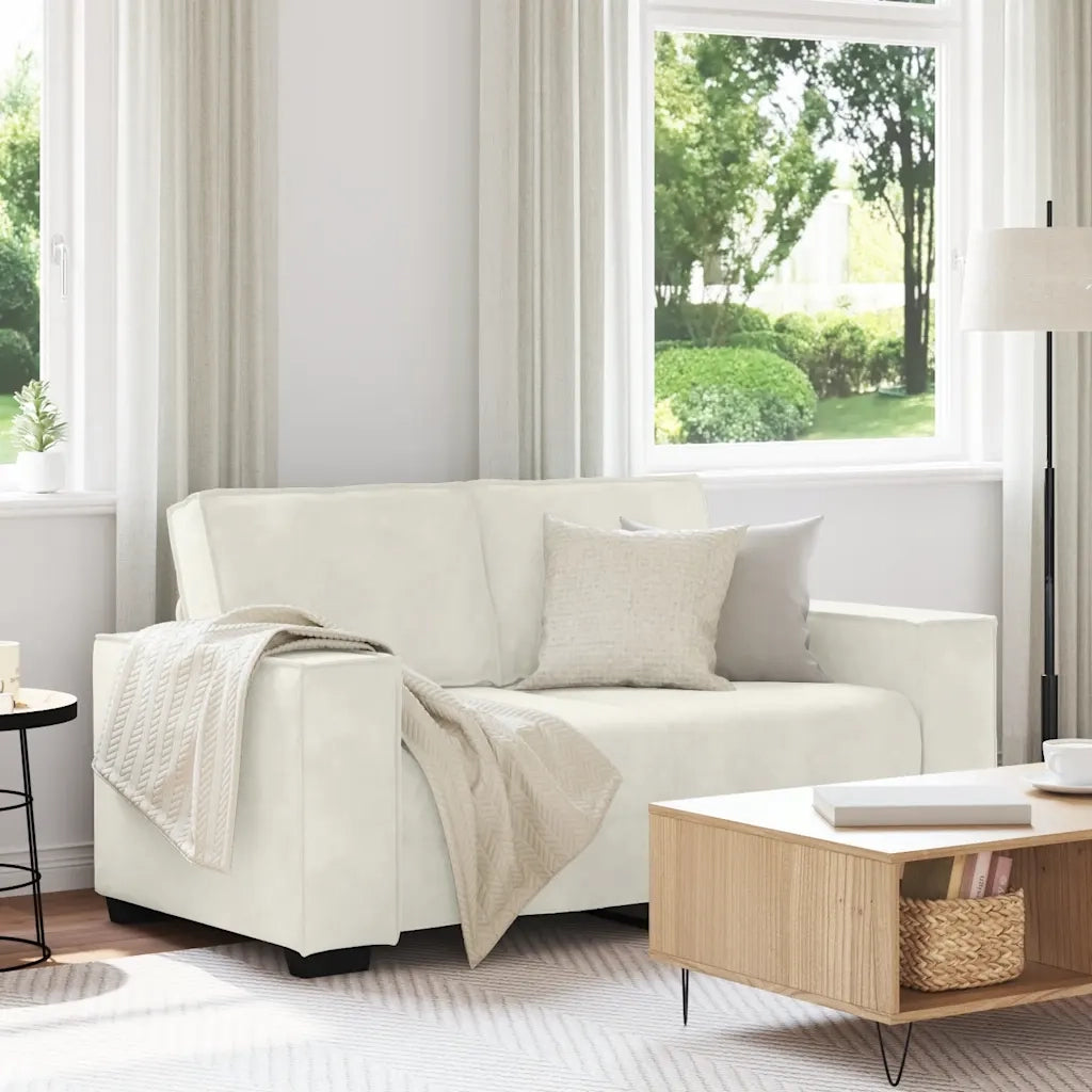Divano a 2 Posti crema 160x78x84 cm in Velluto 4105018