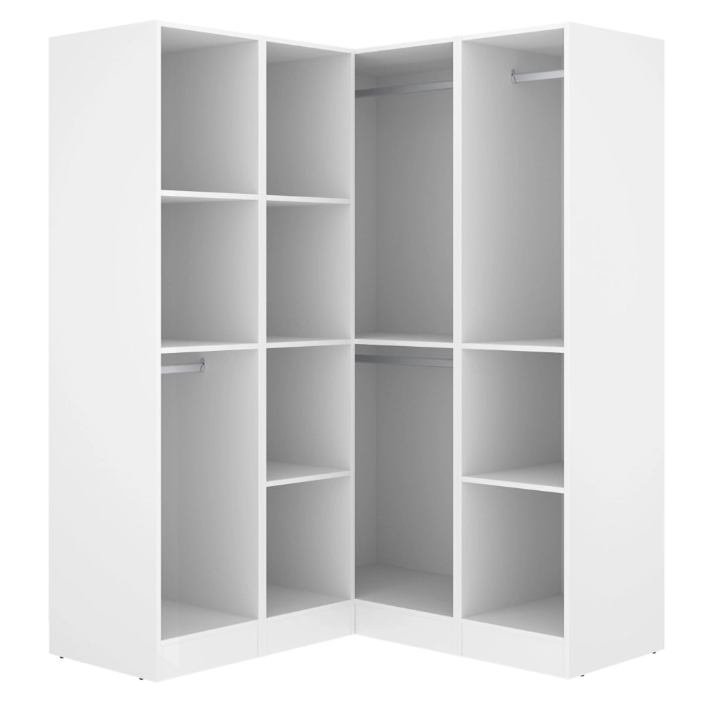 Armadio Camera da Letto Woodbury, Guardaroba Grande 8 Ripiani, 131x184h cm Bianco
