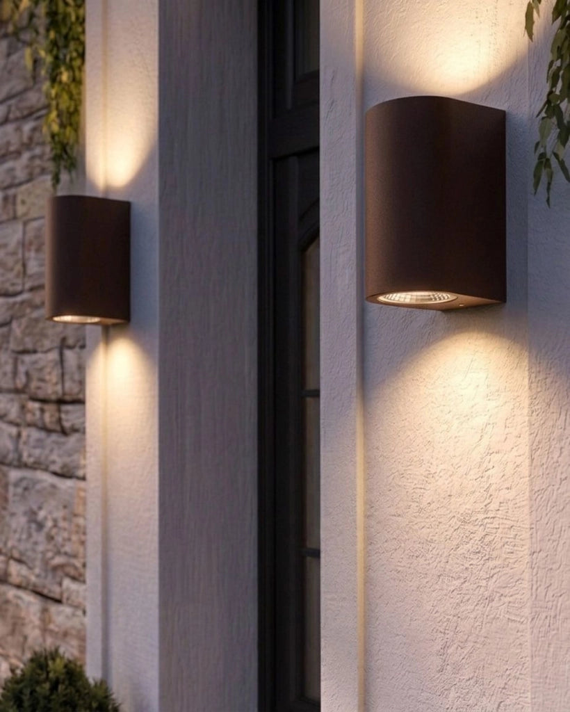 Set di 2 lampade LED da esterno per pareti esterne 21 cm in metallo e alluminio marrone design moderno