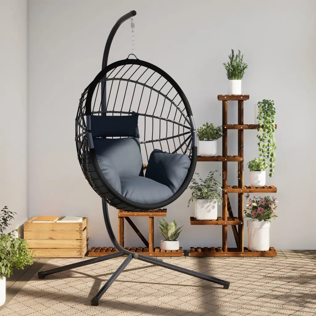 Sedia a Uovo Sospesa con Supporto Antracite Polyrattan/Acciaio 4007405