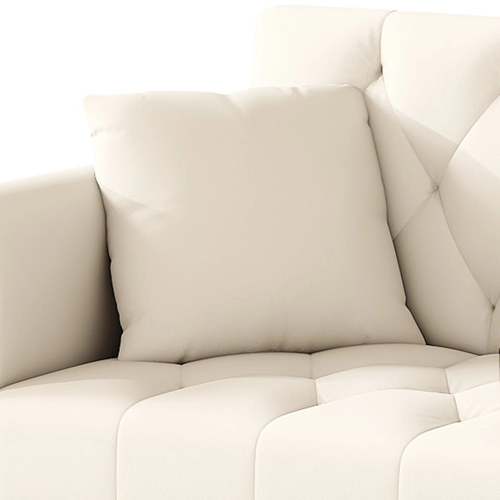 Divano Letto 2 Posti con Schienale Regolabile, Portabicchieri e Tasche Laterali in Velluto Beige 175 × 80 × 73,5 cm