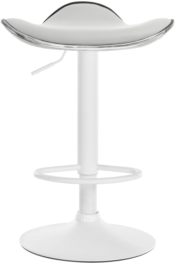 Sgabello Shanghai in similpelle bianco,Metallo bianco opaco
