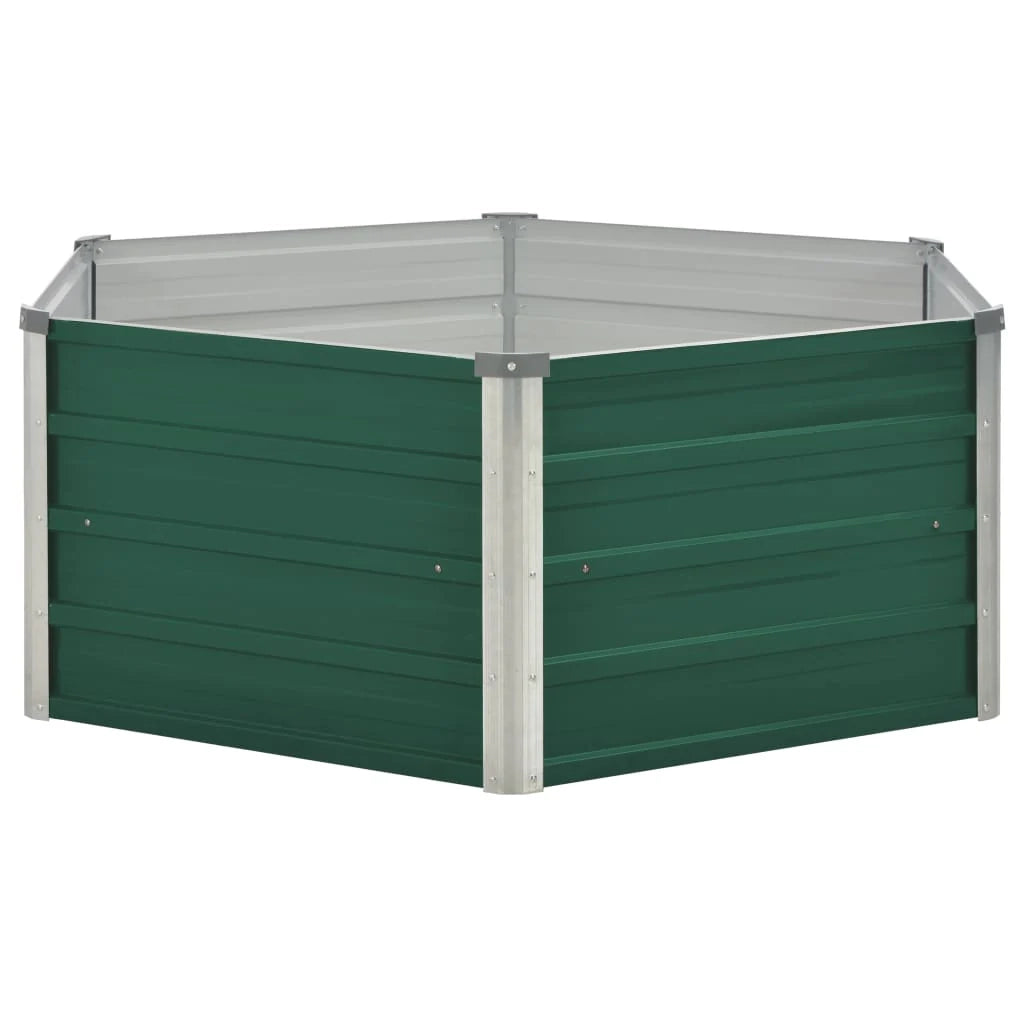 Fioriera rialzata per piante e fiori giardino 129 x 129 x 46 cm acciaio zincato verde 02_0000791