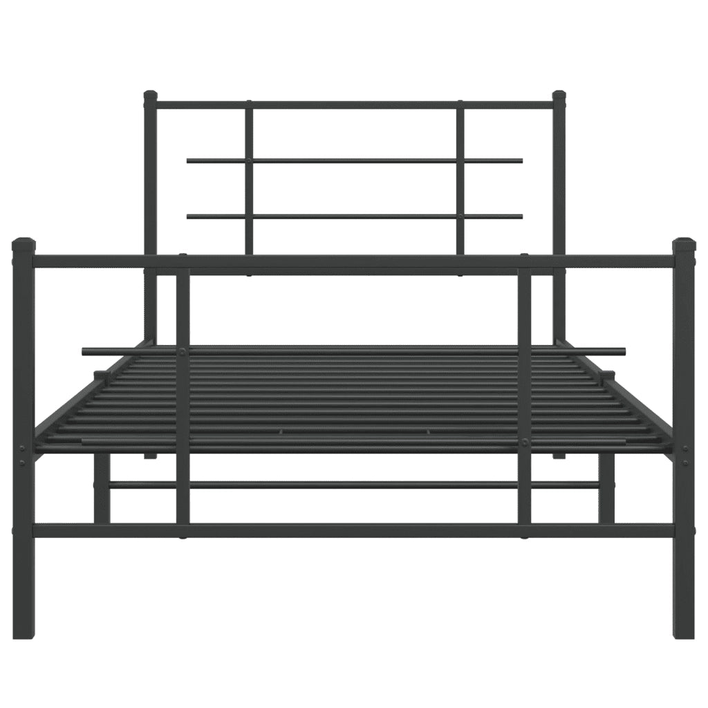 Giroletto con Testiera e Pediera Metallo Nero 100x200 cm 355574