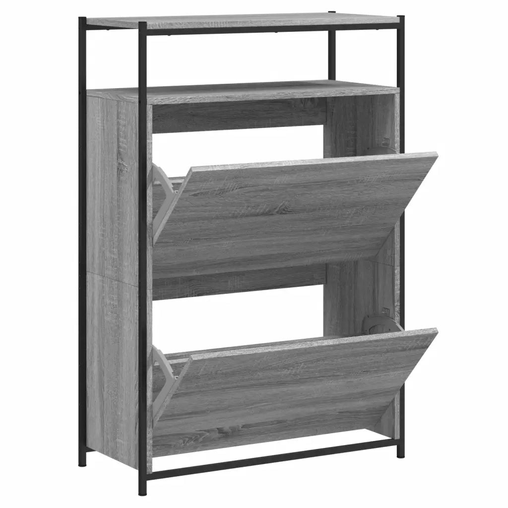 Scarpiera-Scaffale per scarpe Grigio Sonoma 75x34x112 cm in Legno Multistrato