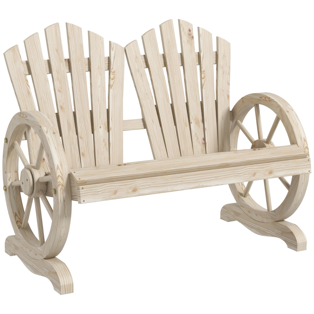 Panchina da giardino a 2 posti in legno naturale, 108 x 66 x 95 cm, portata 250 kg
