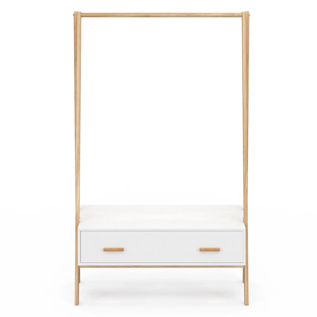 IDMarket - Portapacchi per bambini LEON 130 cm con 1 porta bianca e legno