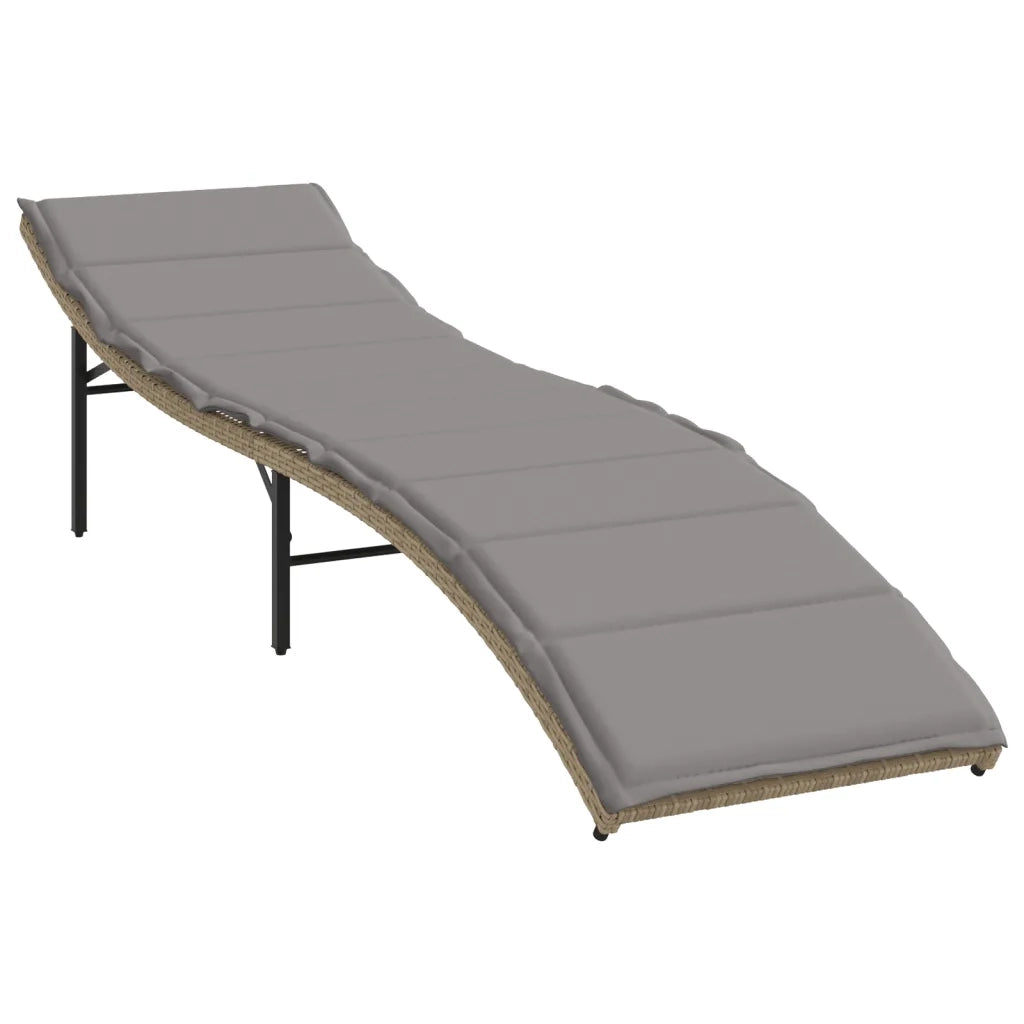 Lettini Prendisole 2 pz | Sdraio da giardino | Lettino da sole con Cuscini Beige in Polyrattan