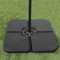 Set Giardino Alluminio 4 Pezzi con Ombrellone Decentrato Nero e Base