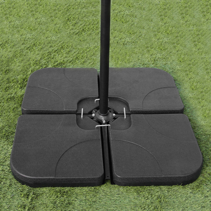 Set Giardino Alluminio 4 Pezzi con Ombrellone Decentrato Nero e Base